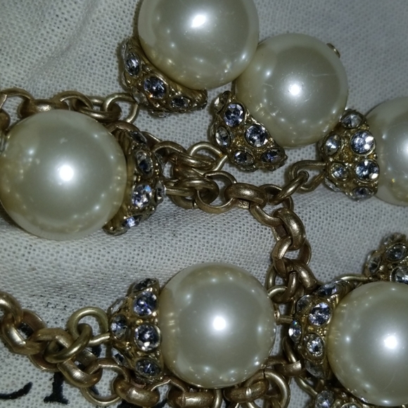 J Crew gold pearl and rhinestones necklace. NWT - Picture 8 of 8